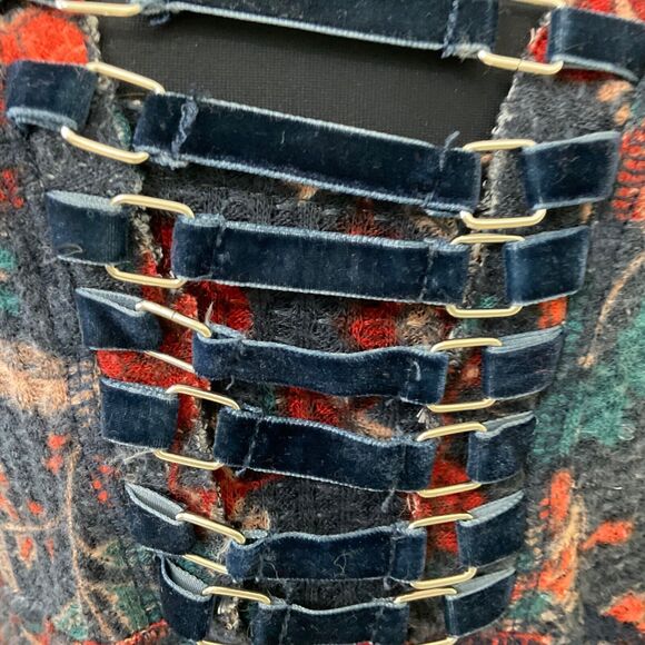 William Rast Blouse top Women's size L Lace-Up Henley Boho LS distressed raw hem - Picture 6 of 13